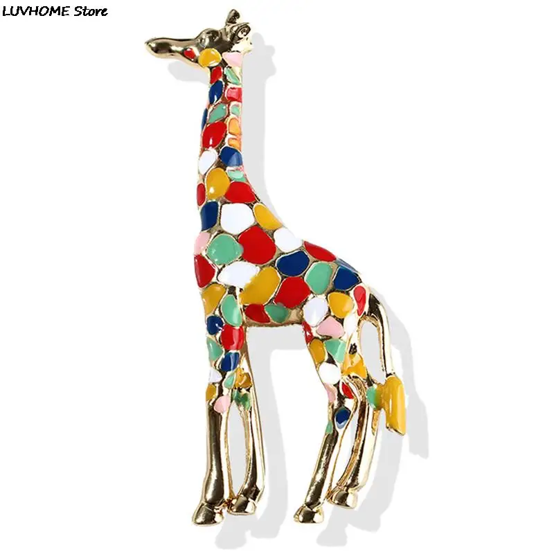 Women Gold Color Enamel Giraffe Brooches Cute Animal Brooch Pin Fashion Jewelry Gift Exquisite Broches for  Kids