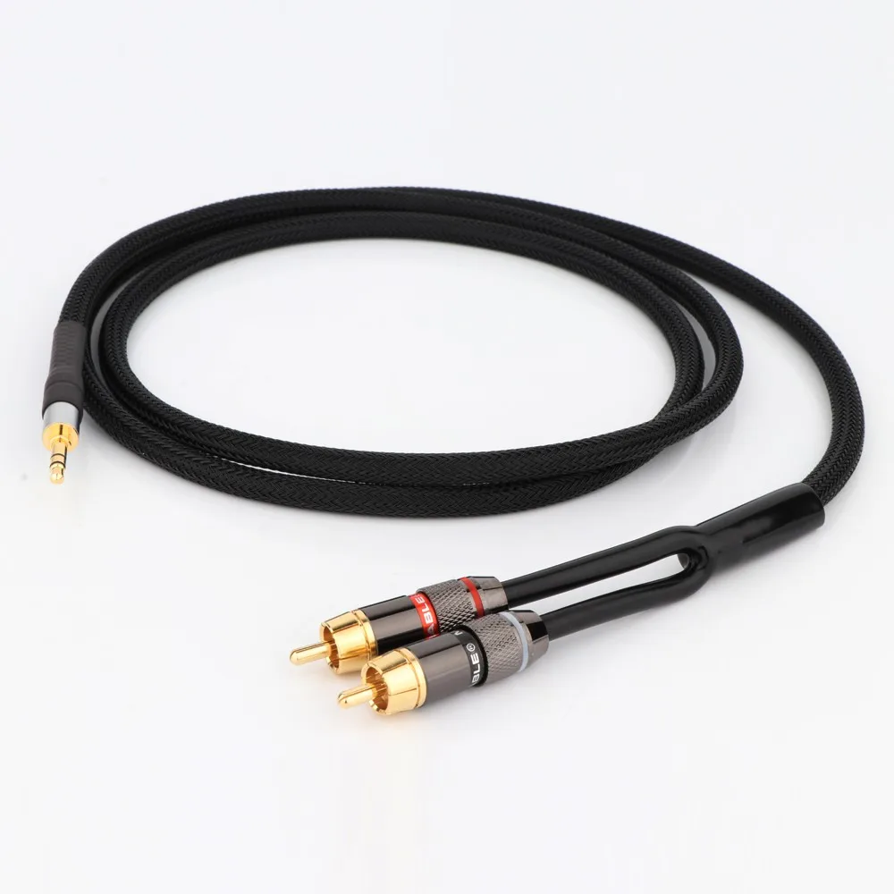 Preffair HiFi 3,5 mm auf 2 Cinch-Stereo-Audiokabel 6N OFC RCA-Audiokabel 3,5 Y-Splitter für Verstärker, Mischer/DJ-Mixer/Heimkino – Detail 2