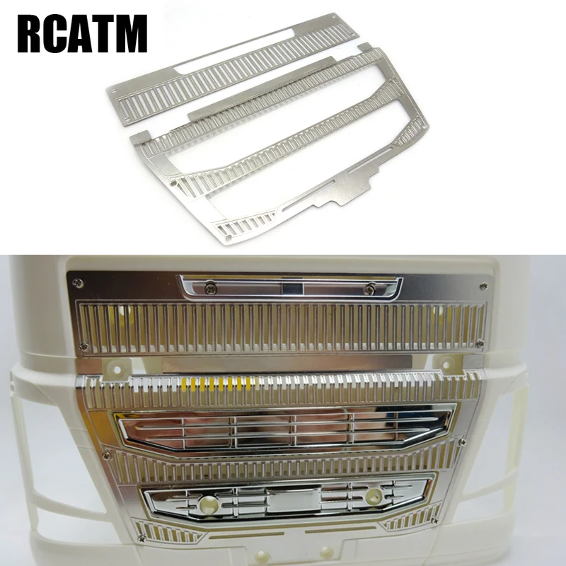 Metal Front Face Grille Middle Network for 1/14 Tamiya RC Truck Volvo 56360 FH16 750