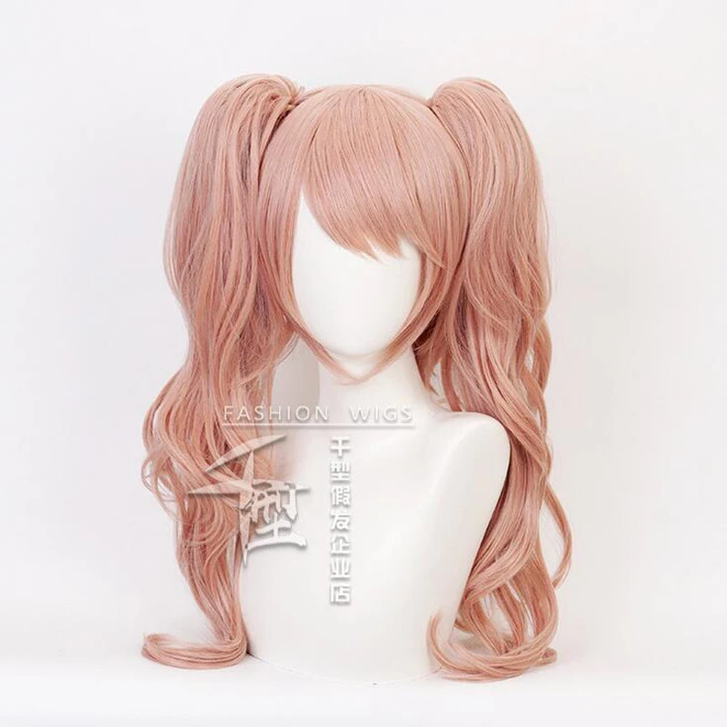 Junko Enoshima Light Pink Cosplay Hair Wig Danganronpa Dangan Ronpa Heat Resistance Fiber WithChip Ponytails + Wig Cap