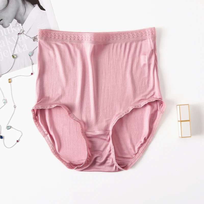 Women Panties Natural silk high waist Briefs big plus size woman panties Underwear women transparent seamless panty