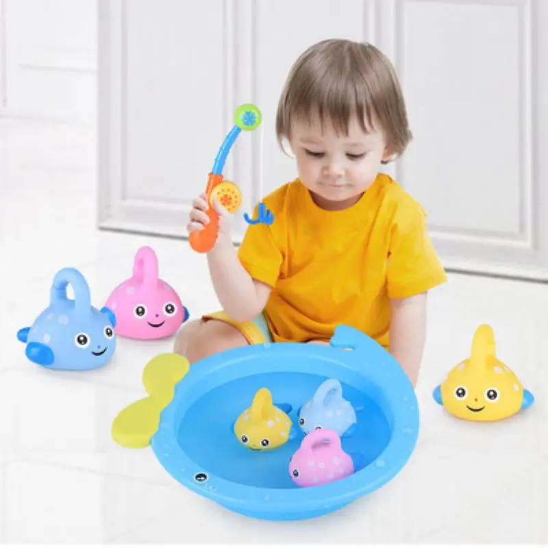 

4Pcs Baby Shower Games Fishing Bath Toy Learning Floating Squirts Bathtub Bathroom Pool Water Toys for Kids Toddler Boys Girls