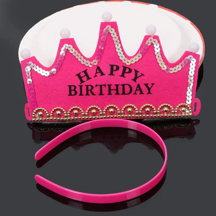 LED Happy Birthday Party Krone Hüte Glow Stirnband König Prinzessin Prinz Baby Dusche Junge Mädchen Kinder Weihnachten Dekorationen Liefert Hüte – Detail 5