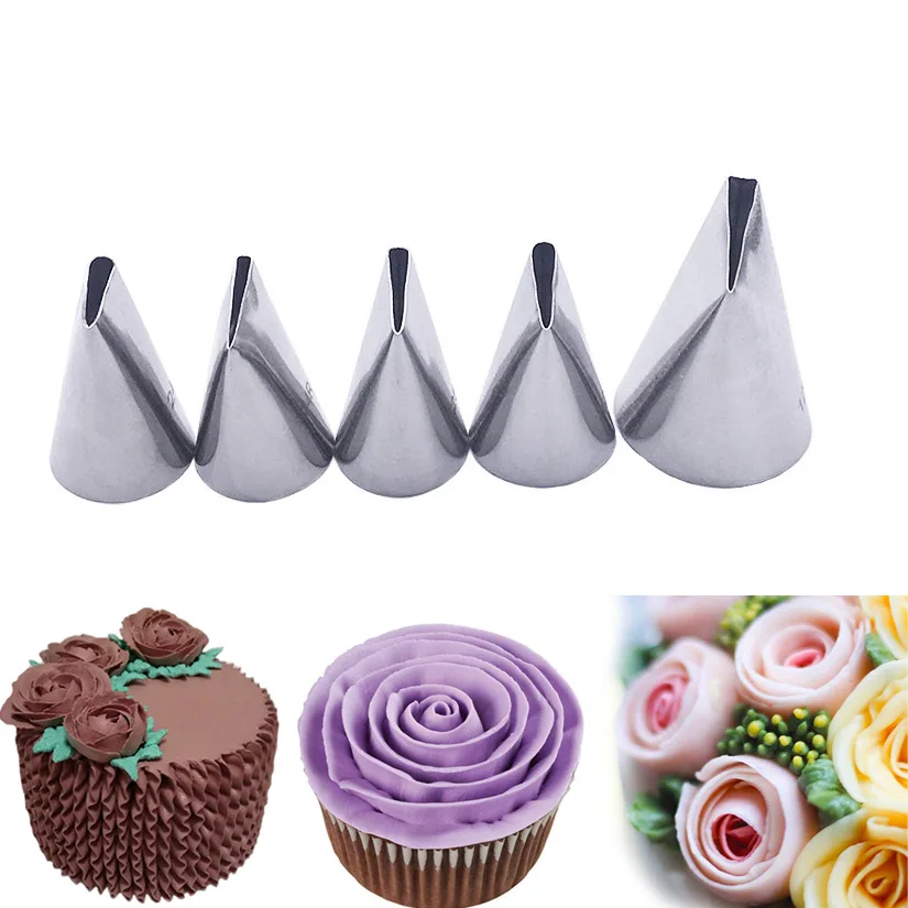 Rose Petals Stainless Steel Icing Piping Nozzles Fondant Cake Decorating Pastry Sets Tools Bakeware