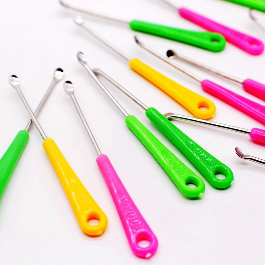 10 Cái/lô Mini Di Động Tai Thìa Nhiều Màu Sắc Làm Sạch Tai Kim Loại + Nhựa Earpick Ráy Tai Tẩy Tai Dụng Cụ Vệ Sinh Làm Sạch