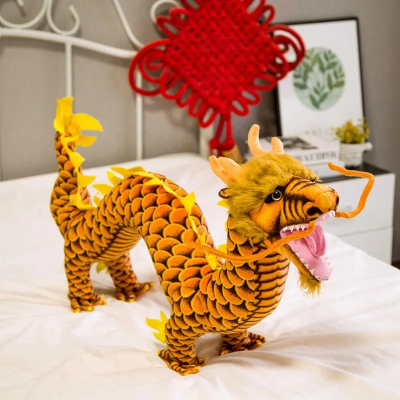 80cm Hohe Qualität Chinesischen Drachen Plüsch Spielzeug Weiche Stofftier Rot/Gelb Drachen Puppe Maskottchen Spielzeug Neue Jahr geschenk Kinder Vorhanden