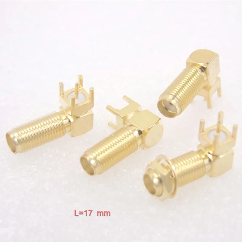 100pcs NEW RF Coaxial Connector SMA KWE Lengthened 17MM Bending Seat Outer Screw Inner Hole Radio Frequency  Special Wholesal