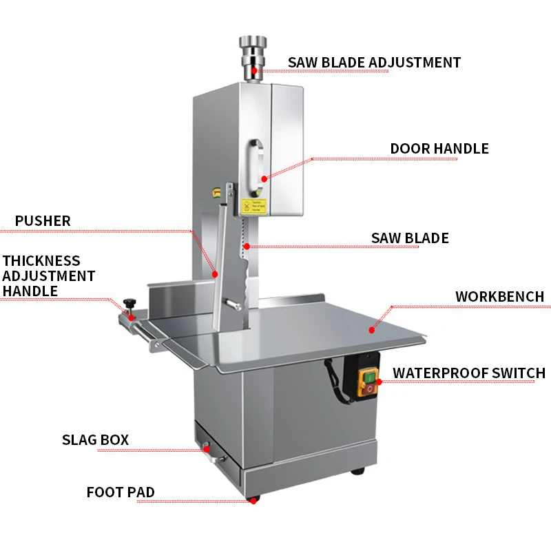 Commercial bone sawing machine 1500W desktop meat sawing machine cutting fish trotters steak bone frozen lamb cutting