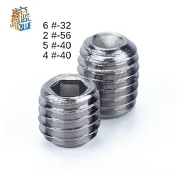 10pcs/lot 2#-56 4#-40 5#-40 6#-32*L1/4 1/8 3/16 5/16 UNC Stainless Steel screws 4#-40 Grub Screws Hex Socket Head Set Screw