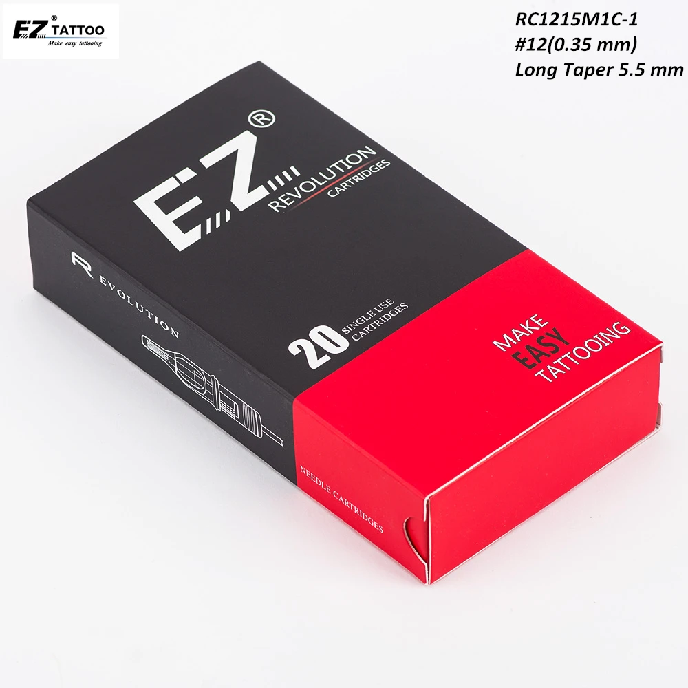 RC1215M1C-1 EZ Revolution Tattoo Needle Cartridge Curved Magnum 15RM 0.35 MM for Rotary Pen Machine Grips 20 Pcs/Box