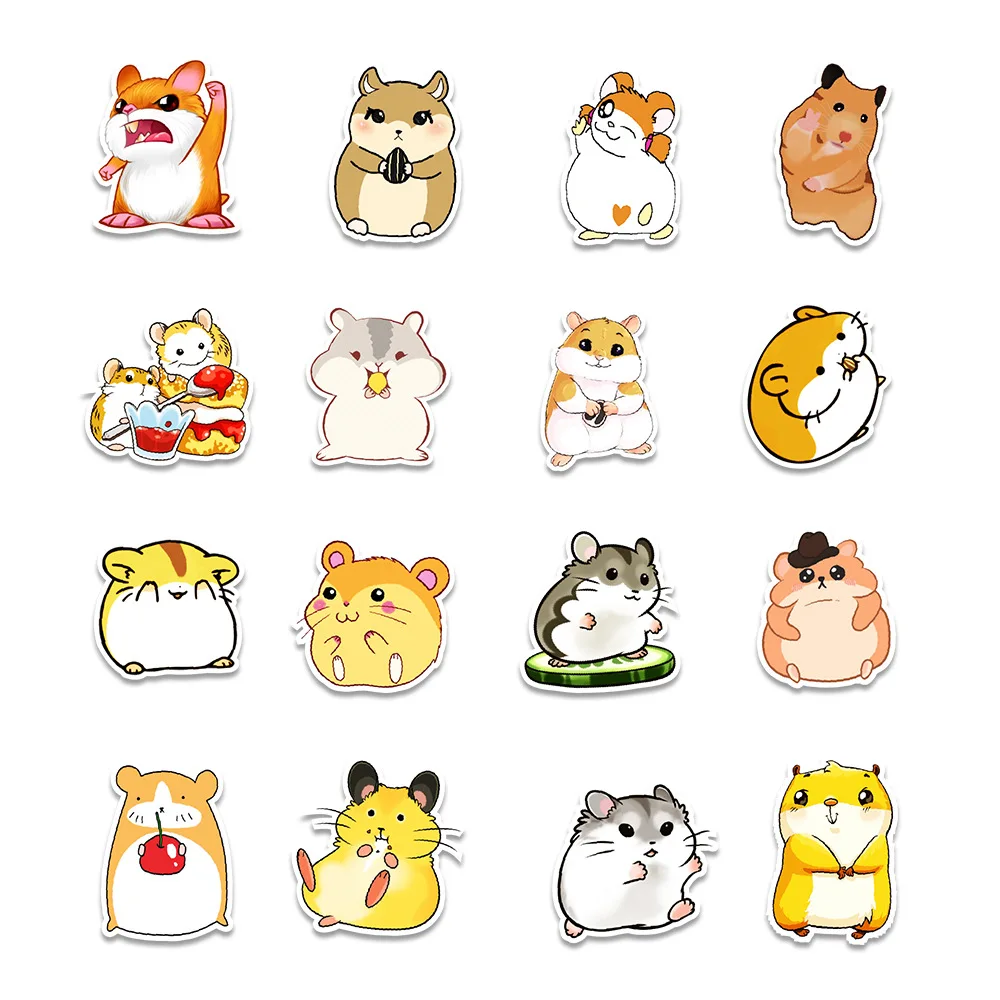 50pcs Cartoon Hamster Stickers For Notebook Scrapbook Supplies Stationery Cute Sticker Scrapbooking Material Craft Supplies