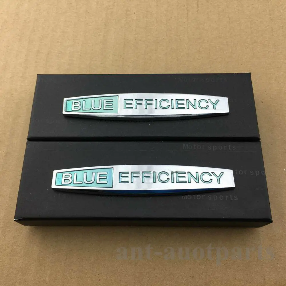 2pcs Metal Chrome BLUE EFFICIENCY Car Fender Emblem Skirts Badge Decal Sticker