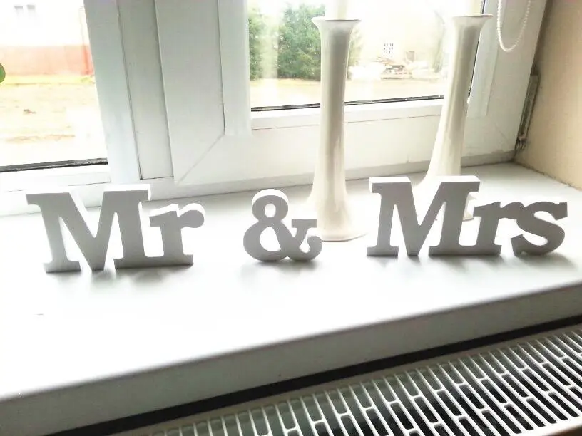 

Hot Wedding Reception Sign Solid Wooden Letters Mr & Mrs Table Centrepiece Decor Wedding Decoration White Wedding Sign Top Table