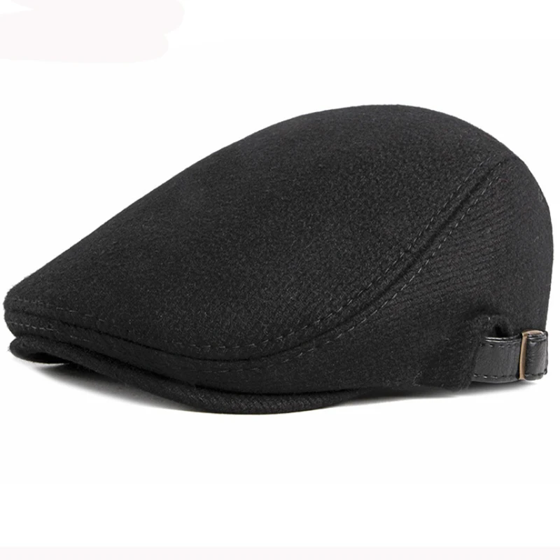 HT2888 Berets Men High Quality Autumn Winter Wool Hat Striped   Flat Cap Artist Painter Hat Male Adjustable Beret Cap