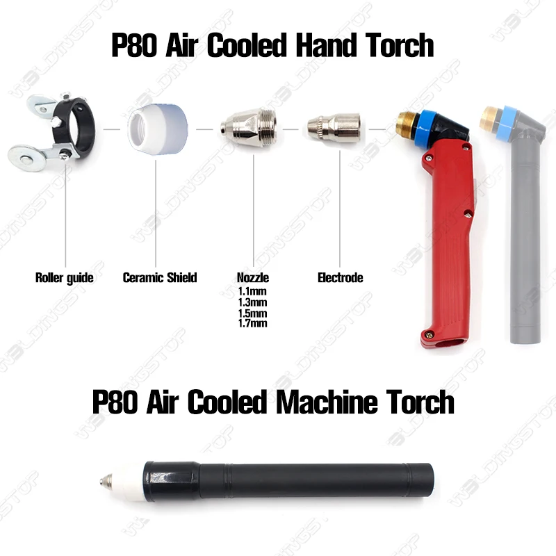 P80 Bahan Habis Pakai Nozzle Tip Electrode untuk Pemotong Plasma Obor CUT80 CUT100 CUT120 PKG/40