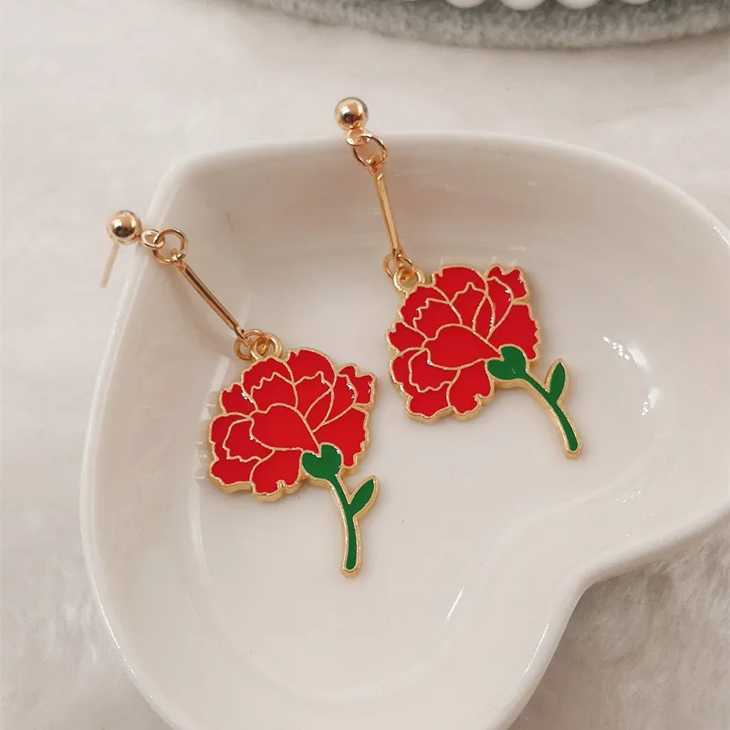 Women's earrings, dripping rose earrings, teenagers, glamour, gifts, accessories, party accessories, simple