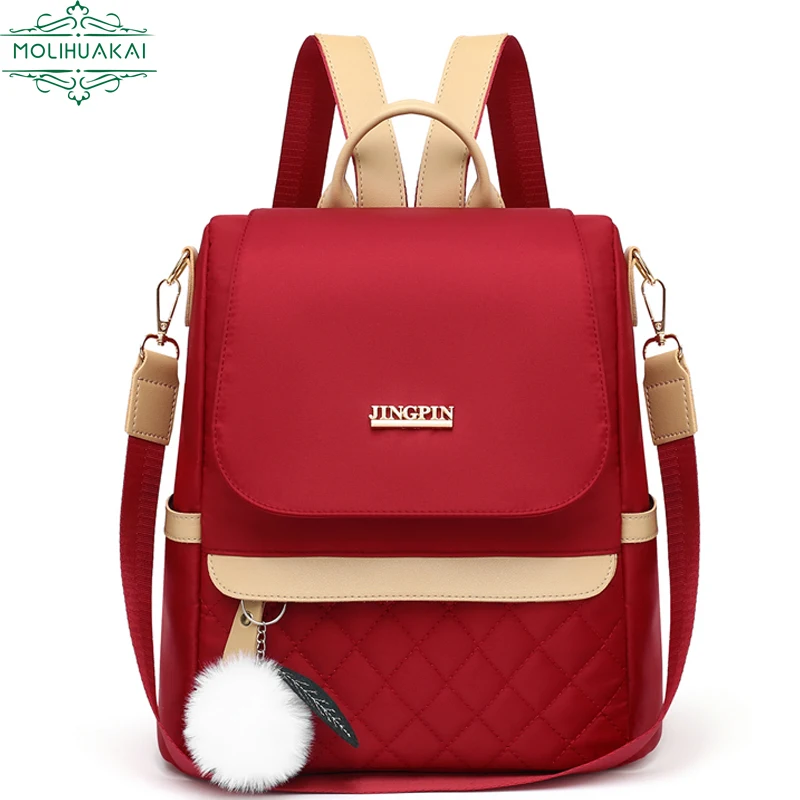 Fashion Nylon Mochila Trend Solid Color Women Shopping Backpack Anti-Theft Travel Bag School Bags Kawaii Bookbag Bolsa Feminina