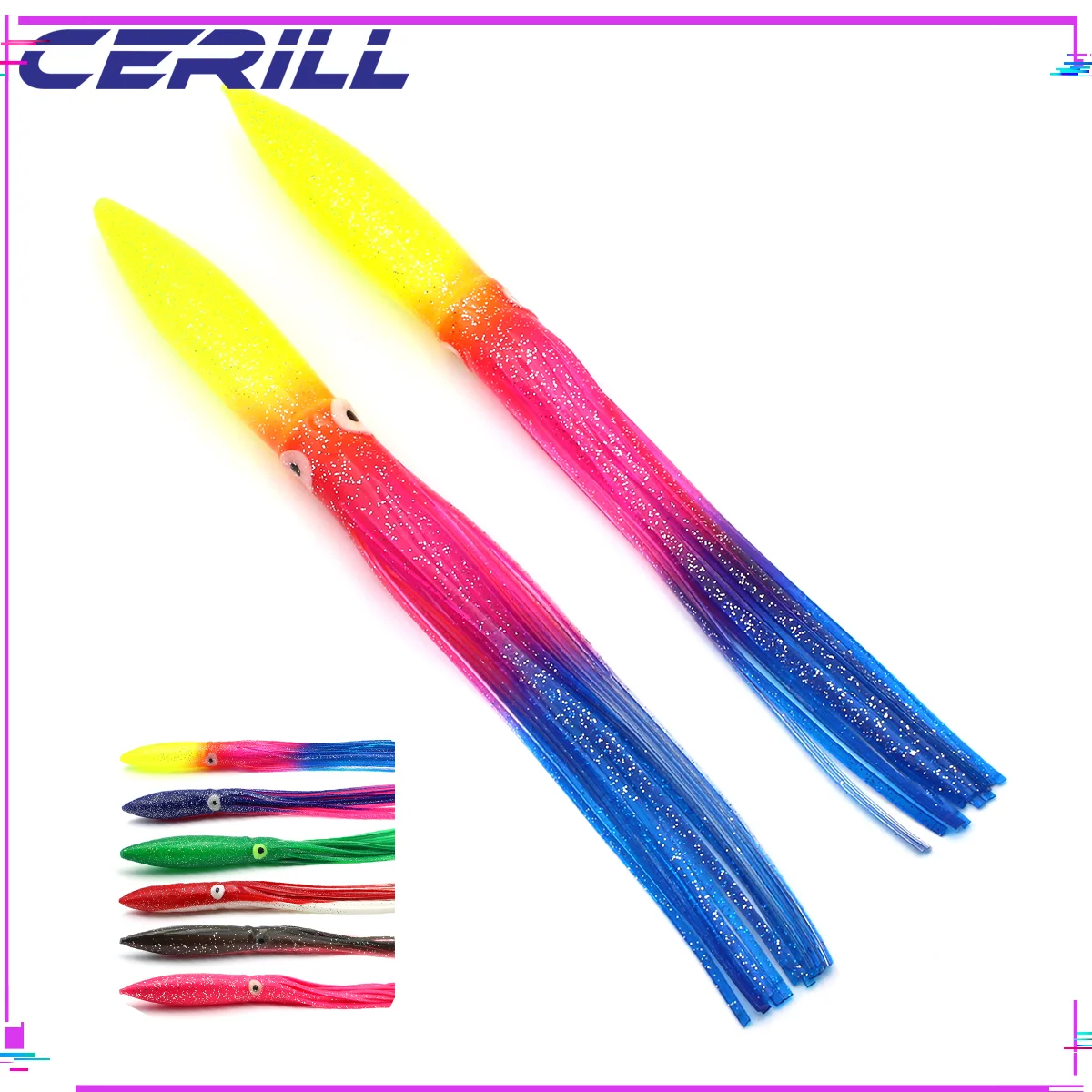 

Cerill 2 PCS 40 g Soft Plastic Octopus Lure Trolling Saltwater Bait Rigged Carp Jig Wobbler Swimbait Squid Skirt Multicolor 31cm