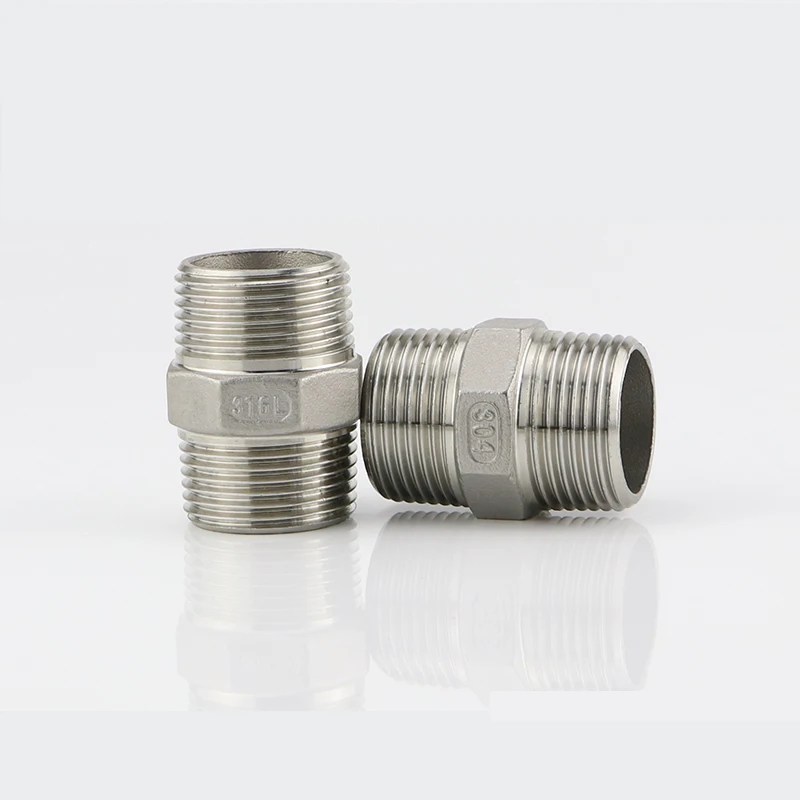 

1/8" 1/4" 3/8" 1/2" 3/4" 1" 1-1/4" 1-1/2" BSP Male to Male Thread Hex Nipple Threaded Reducer Pipe Fitting Stainless Steel 304