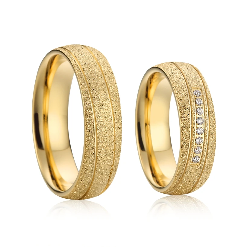 His and Hers Wedding Ring Set for Couples 8mm Men Women Marriage Alliance Dubai Gold Color Emery  Jewelry Big Usa Size 14 15