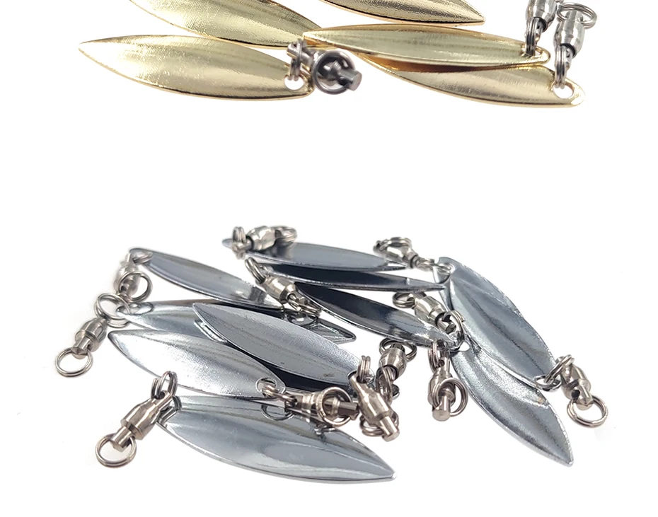20 Stück Willowleaf-Spinnerblätter + Kugellager-Wirbel mit Spaltringen, Trolling-Angelköder-Zubehör, Spinnerbaits – Detail 5