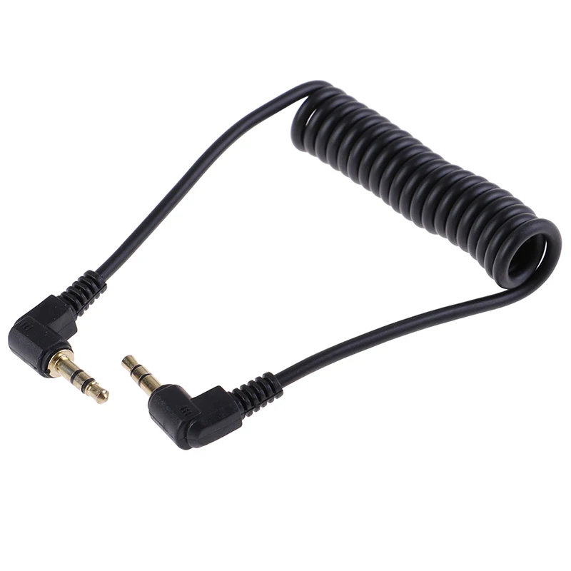 Cable de Audio en espiral, Conector de ángulo recto de 90 grados, 3,5mm, Aux, M/ M, para línea de coche móvil, reproductor MP4, 1 piezas, 3,5mm