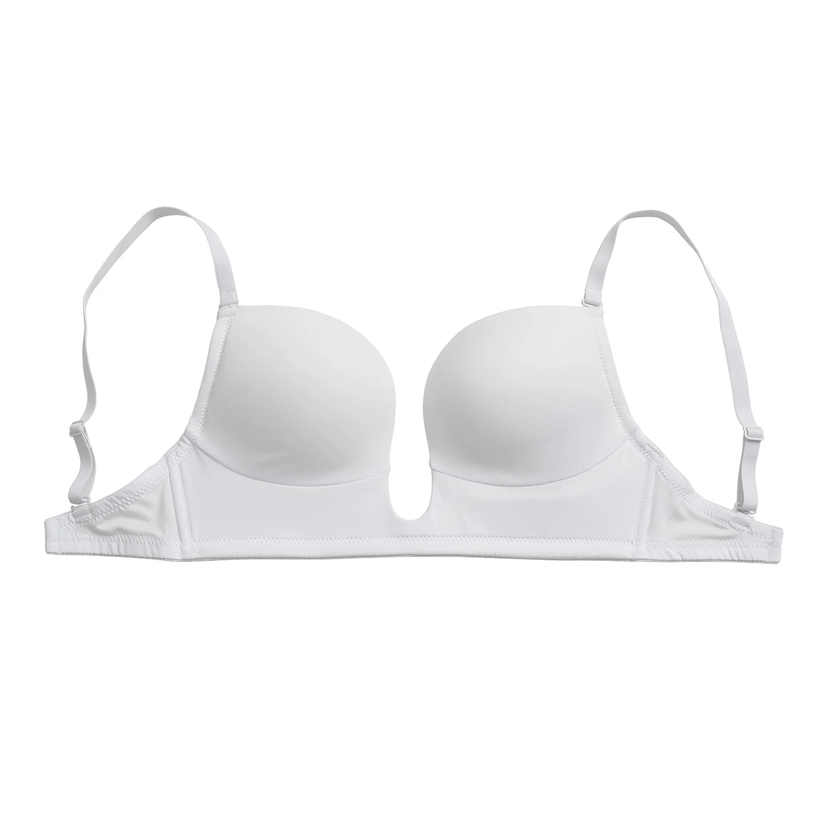 Vgplay Solid White Bra for Women Deep Plunge Brassiere Thin Triangle Cup Underwear Backless Adjusted Convertible Strap Women Bra