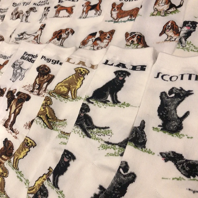 Dstresssunshine Crew Fashion Funny Chaussettes, Border Collie, Schnauzer Lab, Scottie, BelaurBoxer, PDPBulldog, Sheltie, Golden DreliRetriever