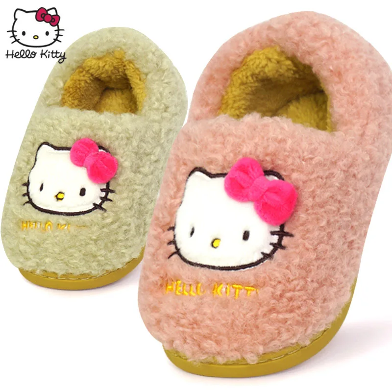 Hallo Kitty kinder Neue Baumwolle Hausschuhe Für Mädchen Herbst Und Winter Indoor Warm Non-slip Cartoon Nette Baotou baby Hausschuhe