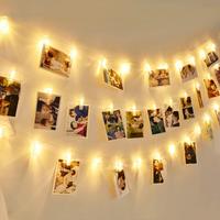 LED String Fairy Lights Photo Clip Garland Lights Battery Operated Christmas Lights Holiday Light Decoration for Wedding Room