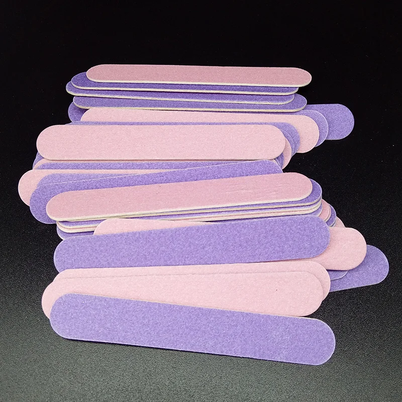 KIMAXCOLA 20pcs/lot Pink&Purple Double Color 85mm Nail Files Wood Nail File Disposable Manicure Tools For Nail