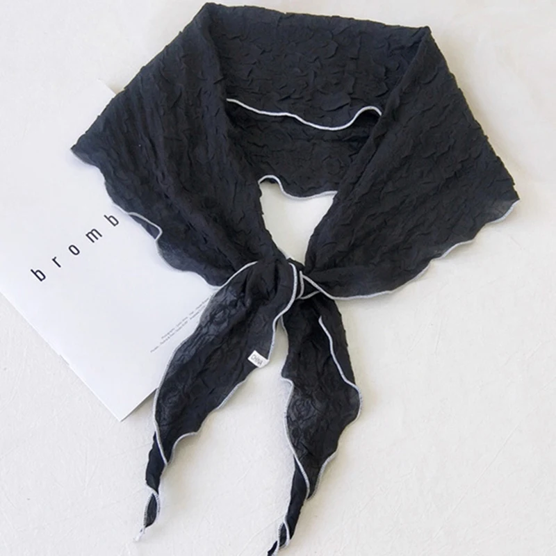 Pleated Embossed Solid Color Cotton Diamond Scarf Female Spring Summer Soft Versatile Korea 150*30cm Decorative Small Shawl E41