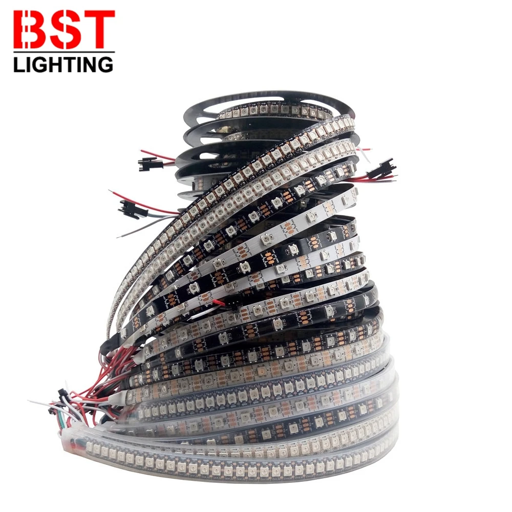 WS2812B Led Strip WS2812 5050 Smart RGB Led Lights Individually Addressable Led Strip Light Black/White PCB IP30/65/67 DC5V