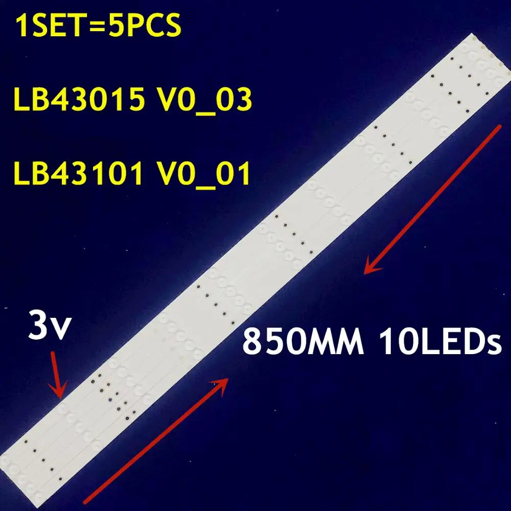 

Lb43101 V0_01 Led Strip 10led for Lbm430p1001-aj-2 Tpt430h3 43pfs5531 43pfs5532 43put4900 43puk4900 43puh4900 43uh6101 43pft4131