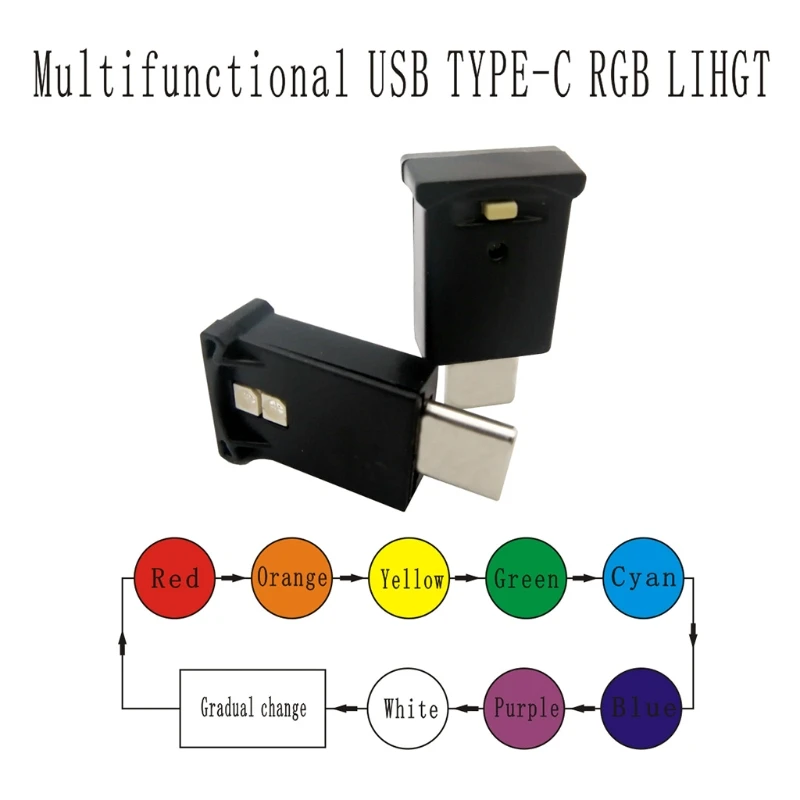 Mini Type-C LED RGB Ambient Light 8 Color Changeable for Car, Laptop, Keyboard Atmosphere Smart Night Lamp K3NB