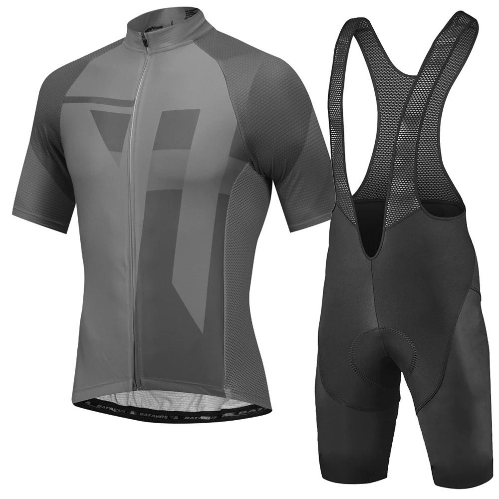 NEW Men MTB Gray Cycling Jersey Suit High Quality Pro Team Bike Wear Sport Shirt Sleeve Bicycle Clothing Bib Shorts Black