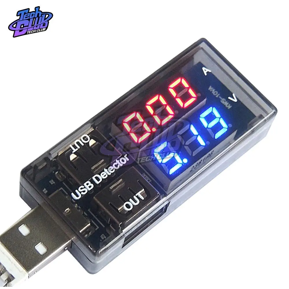 Dual USB Current Voltage Charging Detector Tester Battery Voltmeter Ammeter Charger Doctor Mobile Power Charging Red+Blue