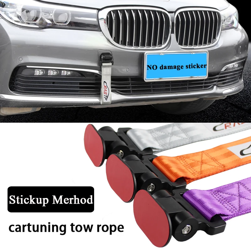 RASTP Universal Adjustable Racing Tow Eye Strap Decorative Tow Strap Bumper Trailer With Sticker BAG022-RAS