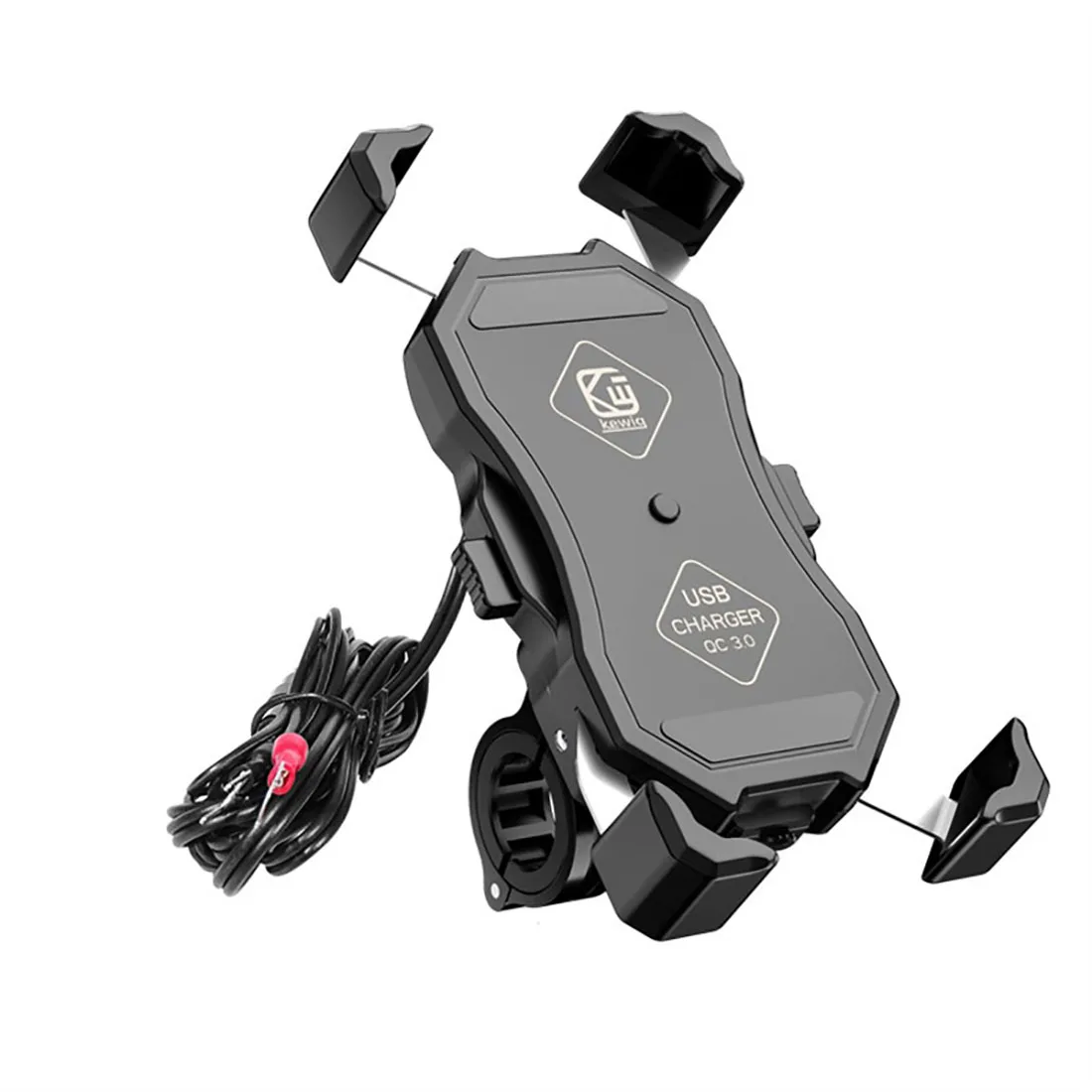 Cargador de teléfono para motocicleta, soporte de carga inalámbrica/con cable de 15W/18W, salida de potencia QC3.0 +, carga rápida, soporte miautomático de 360 grados