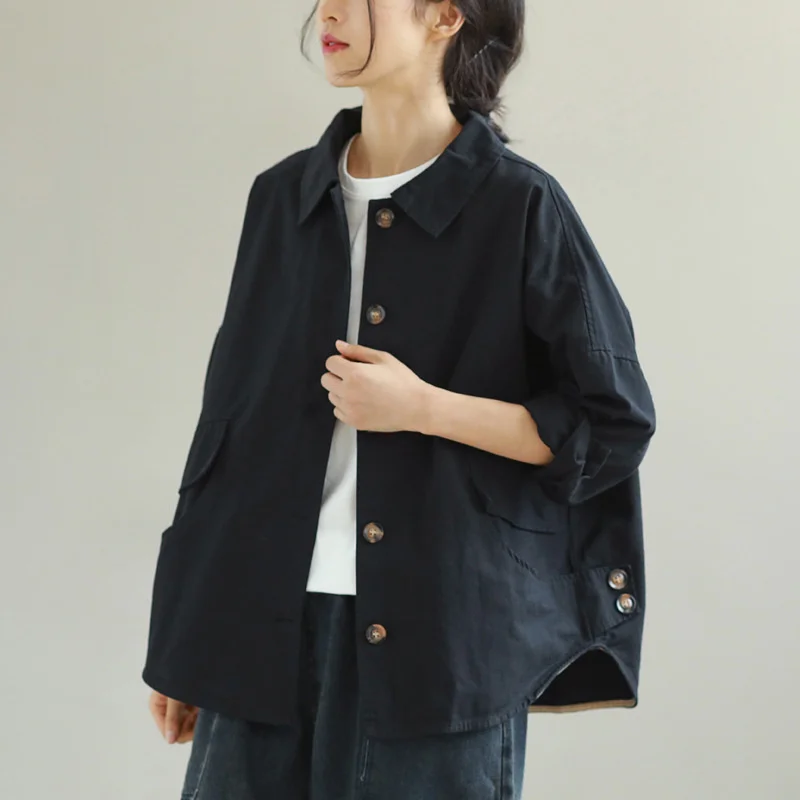 Max LuLu Autumn 2021 Outerwear Womens Khaki Korean Style Vintage Jacket Basic Lady Casual Coat Button Harajuku Loose Clothing