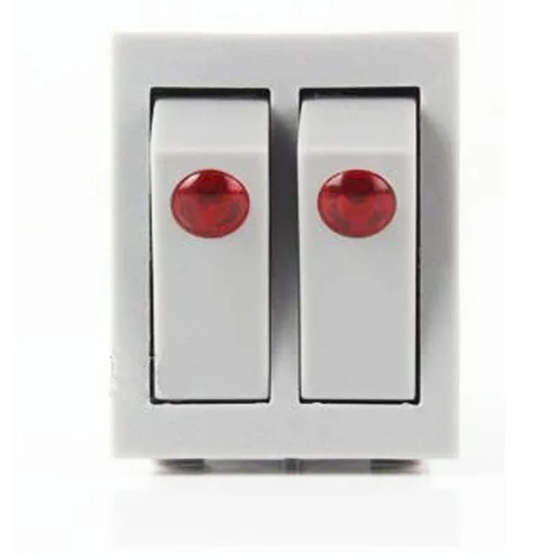 5PCS Gray 250V 16A ON OFF Button Rocker Switch Heating 6pins Double Electrical Power Switch For Warmer Oil Heater KCD3 25*31MM