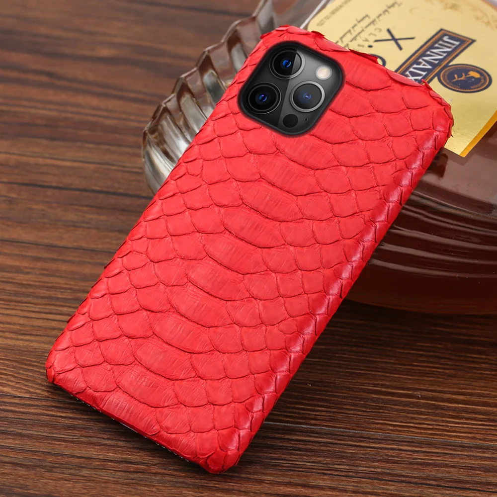 

Luxury Genuine Python Leather Phone Case For iPhone 16 15 13 14 Pro Max 15Pro 14Pro 11 12 ProMax Snakeskin Back Cover