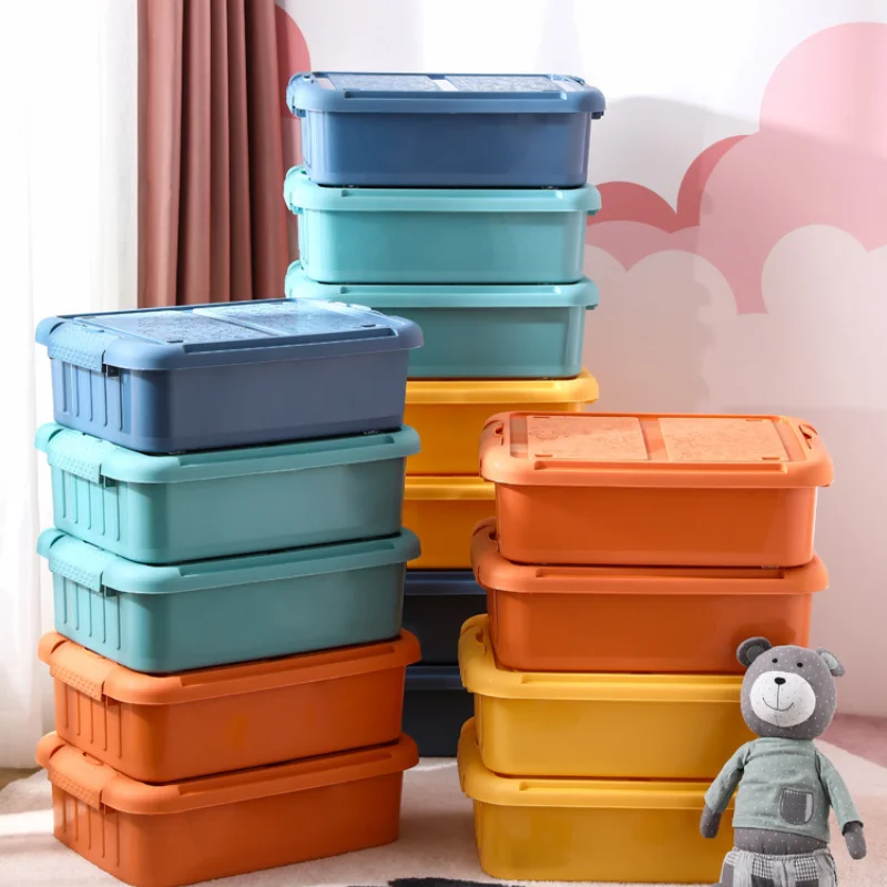 

Bed Bottom Storage Box with Wheels Flat Storage Organizing Box Household Plastic Clothing Large Bed Storage Box