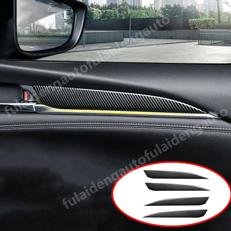 

Fits For Mazda 6 Atenza 2019-2021 New ABS Carbon Fiber Look Interior Door Sequin Stripe Decor Cover Moulding Car Accessories 4P