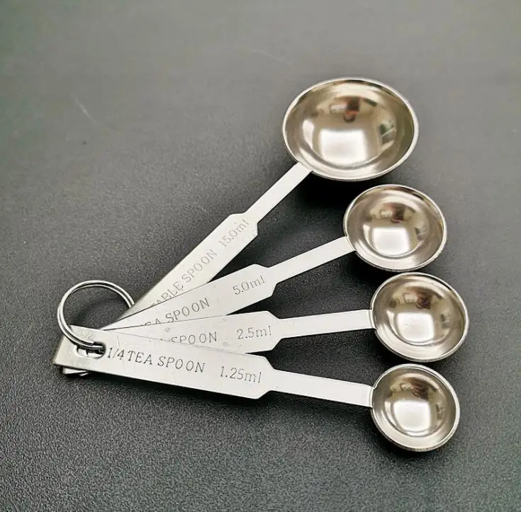 

Free shipping 4pcs Stainless Steel Measuring Spoons Cups Measuring Set Tools For Baking Coffee 4 sizes Spoons Set 500sets SN3963