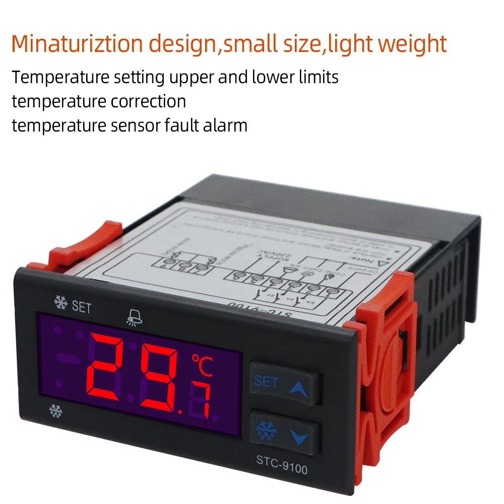 STC-9100 Microcomputer regolatore di temperatura cella frigorifera congelatore regolatore di temperatura raffreddamento allarme gelo doppio sensore
