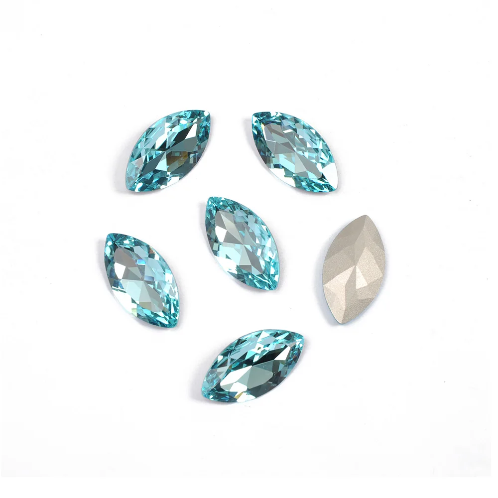 YANRUO 4227 Navette Sew On Rhinestone Big Glass Strass Horse Eyes Pointback Fancy Stones and Crystals for Decoration
