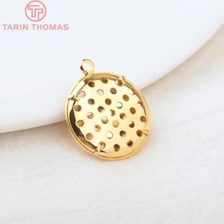 (154) 6 Sets 17MM 24K Gold Color Brass Round Brooch Base Pendants Charms High Quality DIY Jewelry Making Findings