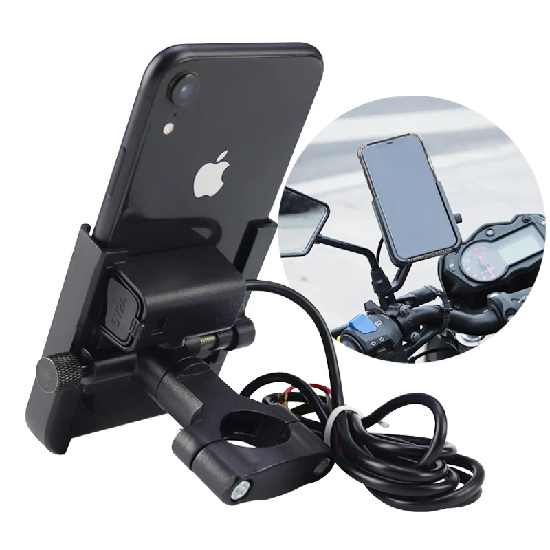 

Motorcycle Cellphone Holder Rechargeable Aluminum Alloy Bicycle Electric Vehicle Riding GPS Navigation Mobile Phone Bracket Base