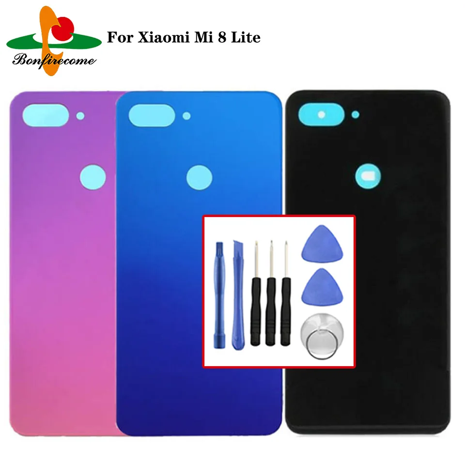 For Xiaomi Mi 8 Lite Glass Case Back Battery Cover Rear Door Housing Protective Cover Replacement For Xiaomi Mi8 Lite